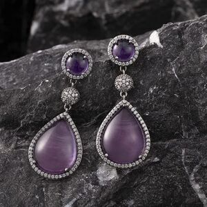 NEW Natural Amethyst Teardrop Earrings